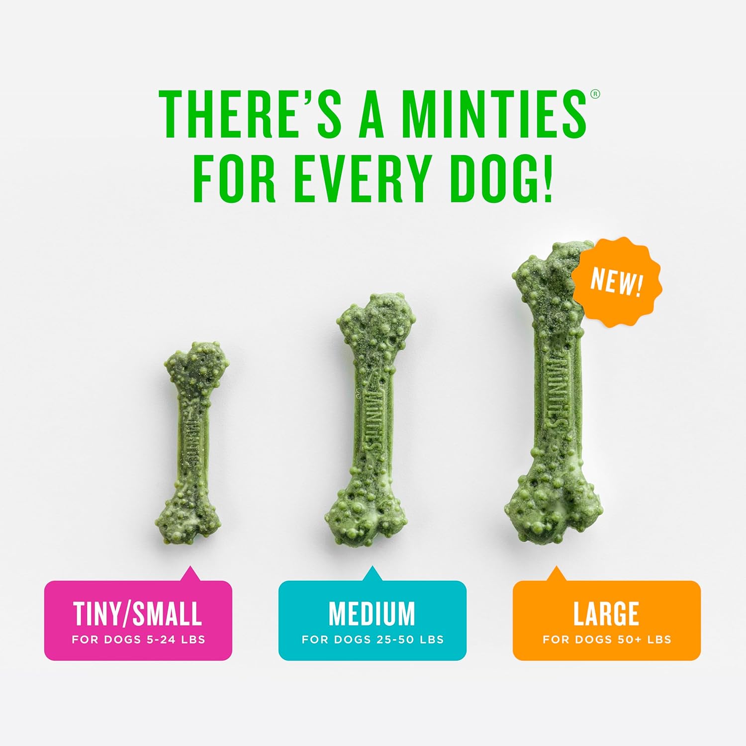 Minties Dental Chews for Dogs 36 Count Vet-Recommended Mint-Flavored Treats for Large Dogs Over 50 lbs Dental Bones Clean Teeth Fight Bad Breath and Removes Plaque and Tartar