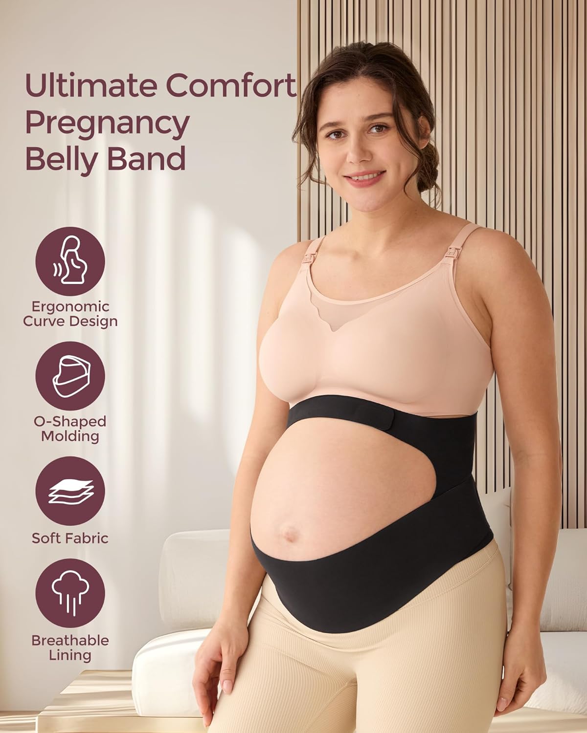 Momcozy Pregnancy Belly Band CozySupport Ergonest Maternity Belly Band Invisible Pregnancy Belt for Back Abdomen Waist