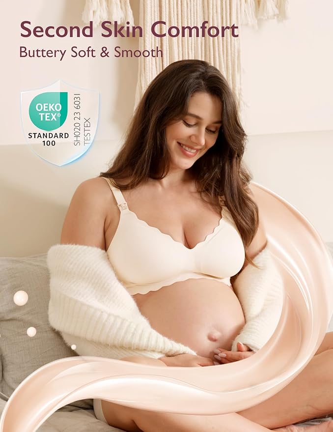 Momcozy Nursing Bras for Breastfeeding Seamless Pregnancy Maternity Bra Wireless Classic Jelly Strip Support Nursing Bra