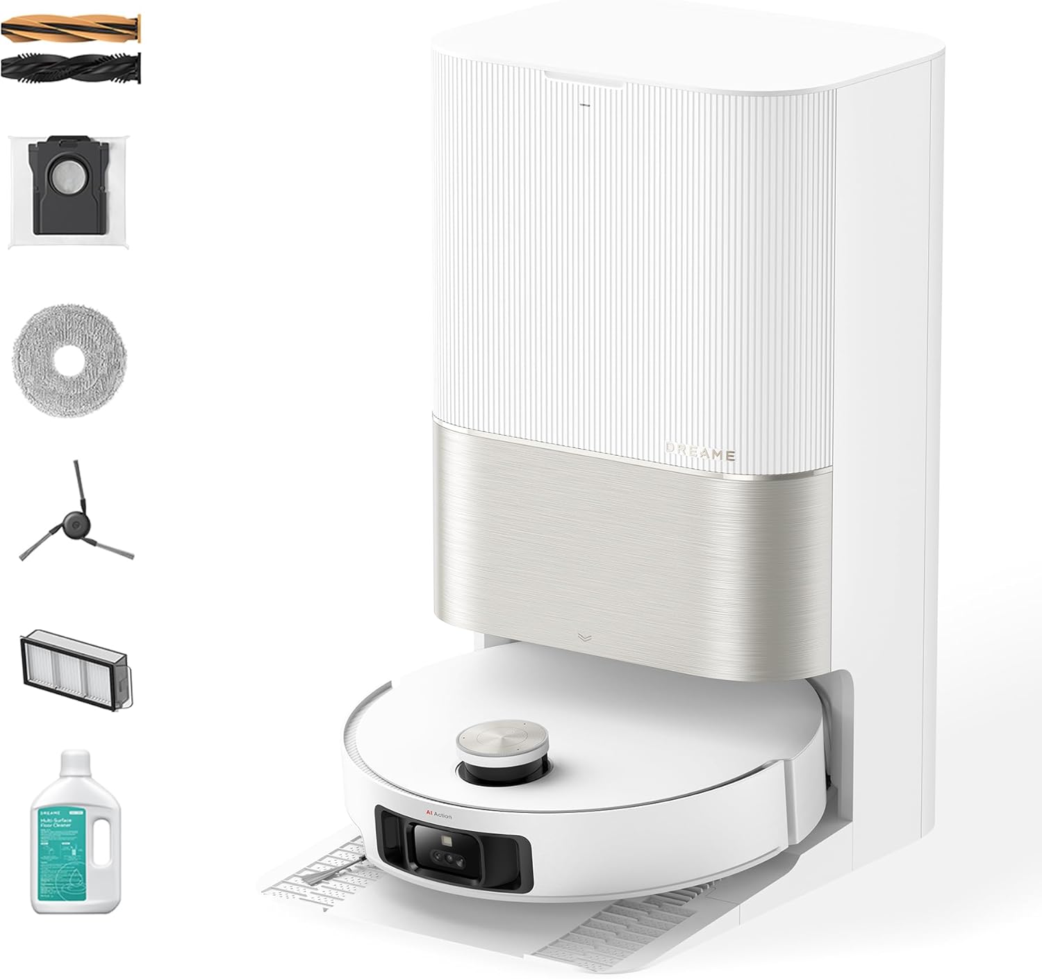 DREAME X50 Ultra Complete Robot Vacuum and Mop with Auto-Empty and Mop Self-Cleaning 20 000Pa Suction Obstacle Avoidance and 360¬∞ Navigation Corner to Edge Deep Cleaning Detangling Brush (White)