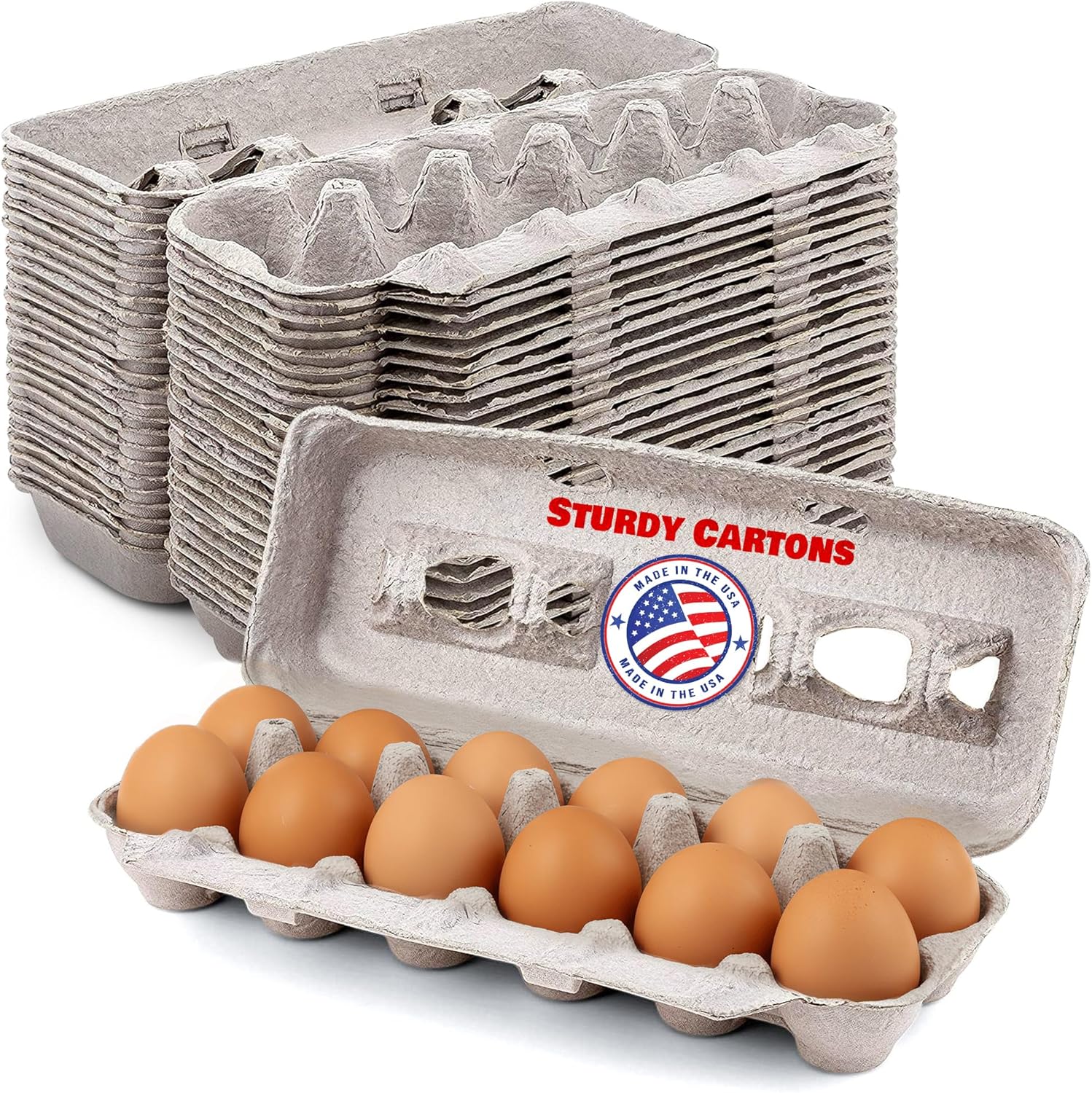MT Products Blank Natural Pulp Egg Cartons Holds Up to Twelve Eggs 11.50" x 4.2" x 1.25" - Perfect for Chicken Farm (Case of 250) - Made in USA
