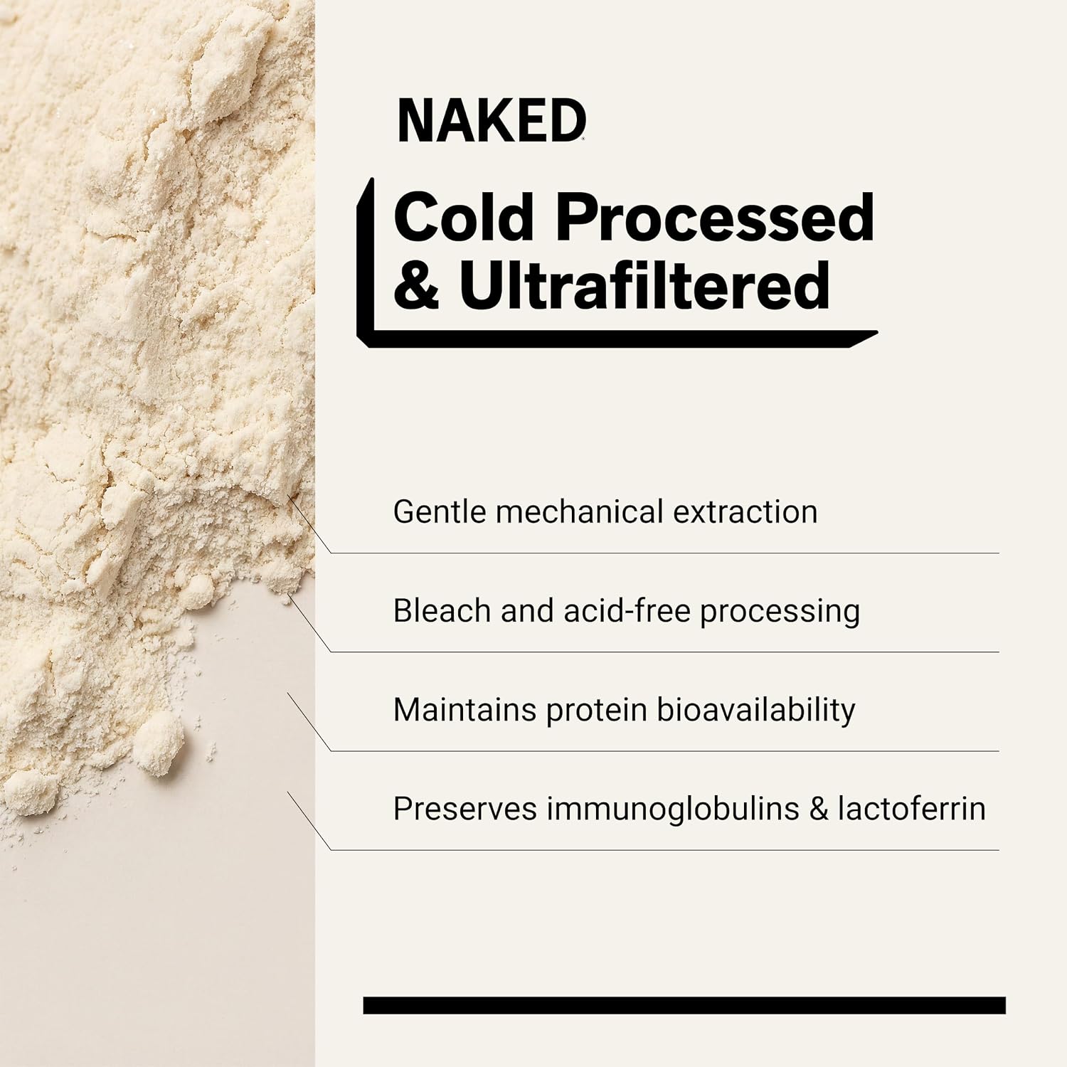 NAKED Whey 2LB 100% Grass Fed Whey Protein Powder - Only 1 Ingredient, Unflavored Whey Protein, NSF Certified, Undenatured, Gluten Free, Soy Free, No GMOs, No Preservatives