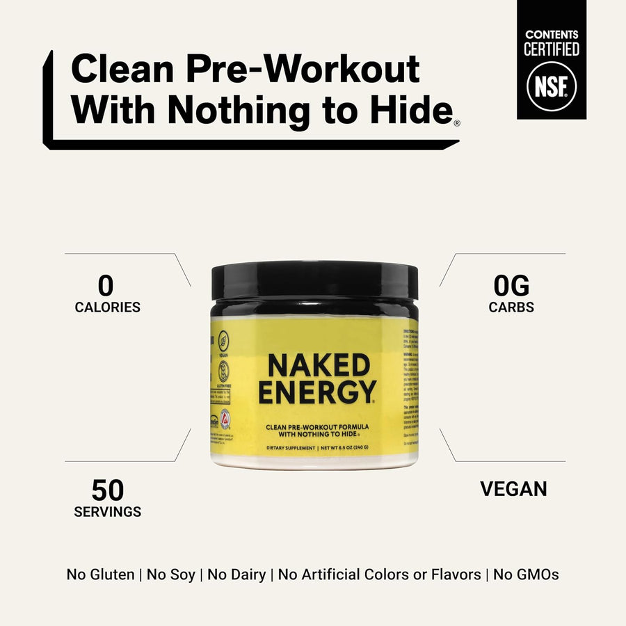 NAKED Energy - Pure Pre Workout Powder for Men and Women
