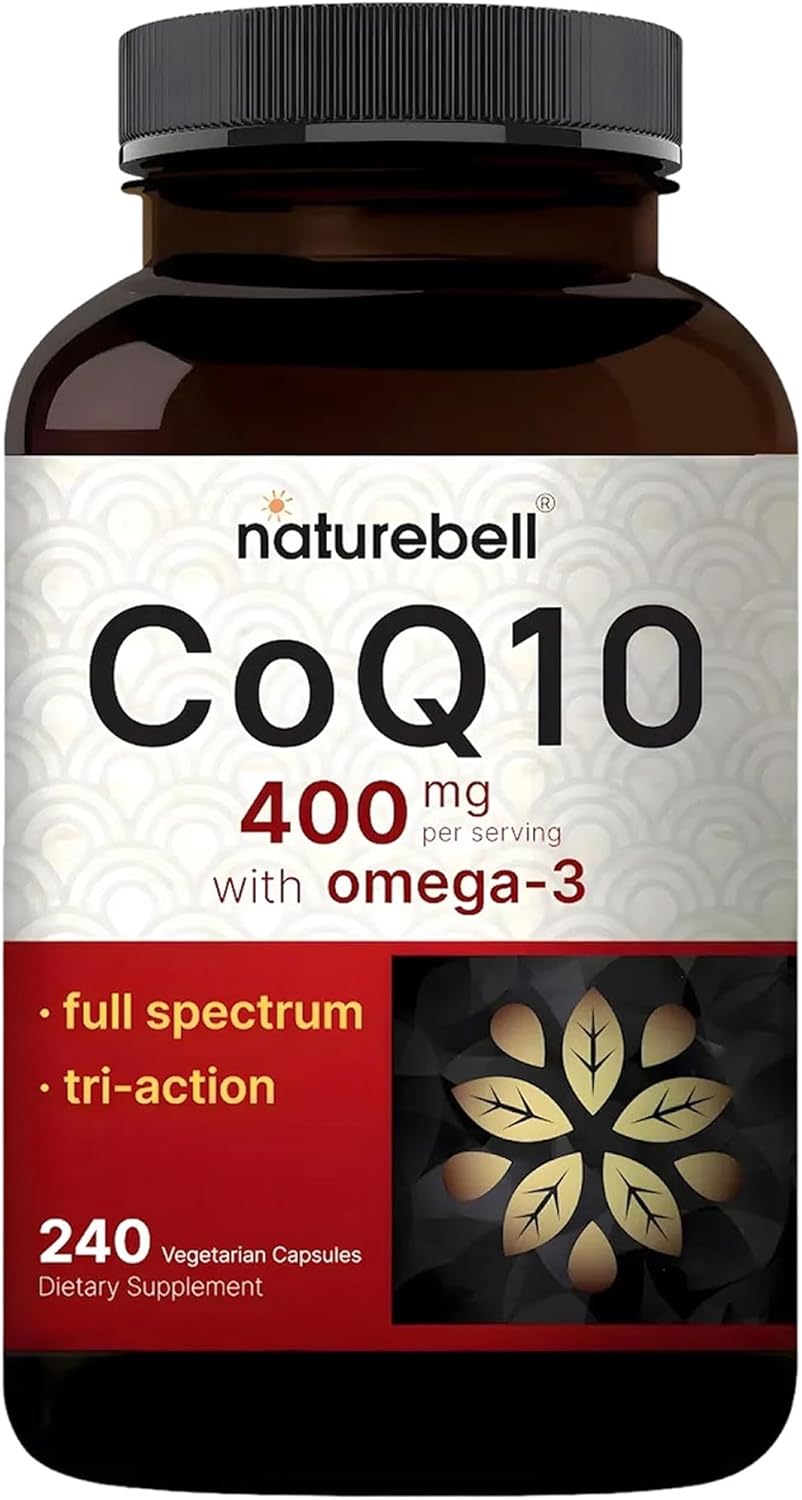 NatureBell CoQ10 400mg with Omega-3-240 Capsules - Antioxidant Supplement for Heart Health Support - Supports Cellular Energy* - Extra Strength Coenzyme Q10-3rd Party Tested -