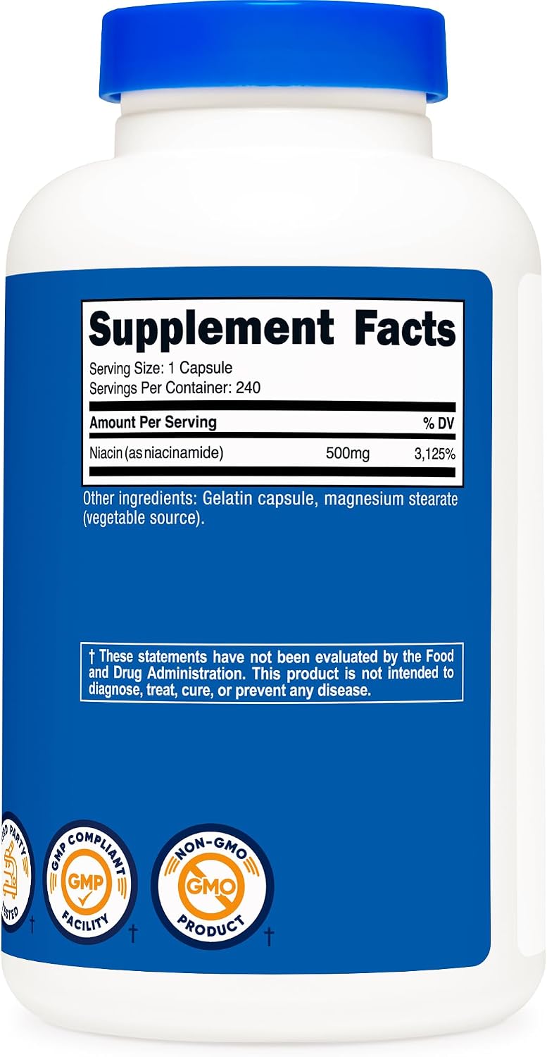 Nutricost Niacinamide (Vitamin B3) 500mg 240 Capsules (3 Bottles)