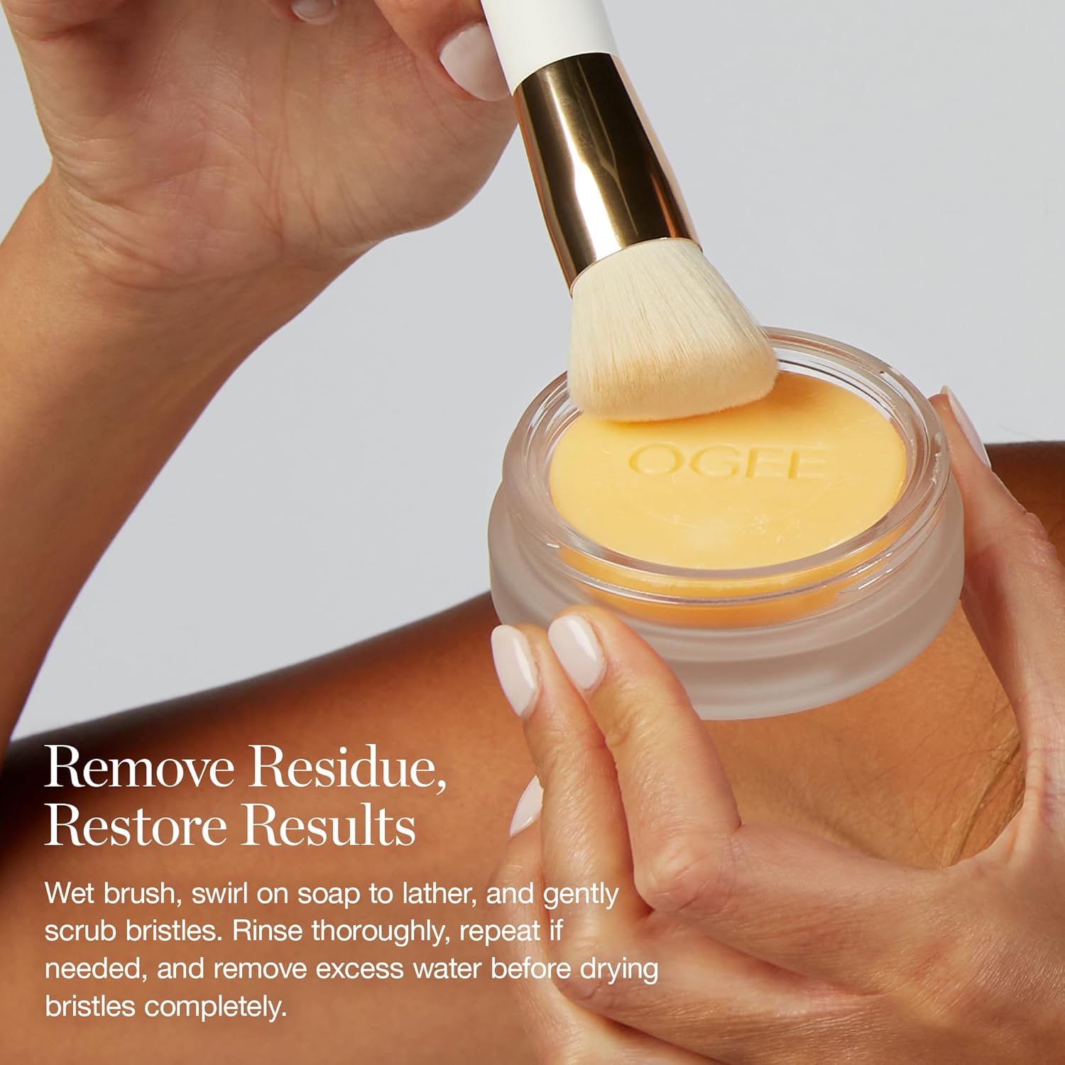 Ogee Brush Wash Bar - Gentle Makeup Brush Washing Bar with Organic Ingredients Safe for Bristles Made in USA