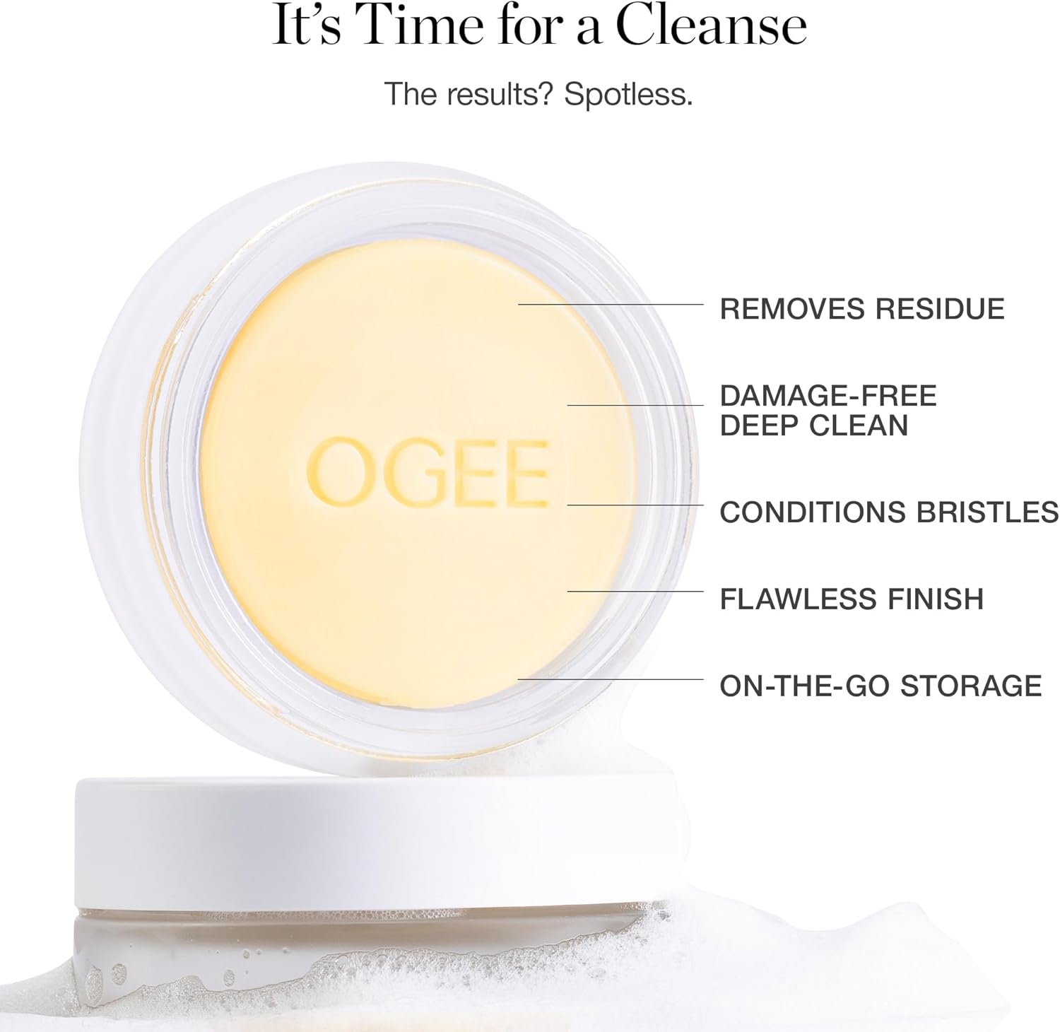 Ogee Brush Wash Bar - Gentle Makeup Brush Washing Bar with Organic Ingredients Safe for Bristles Made in USA
