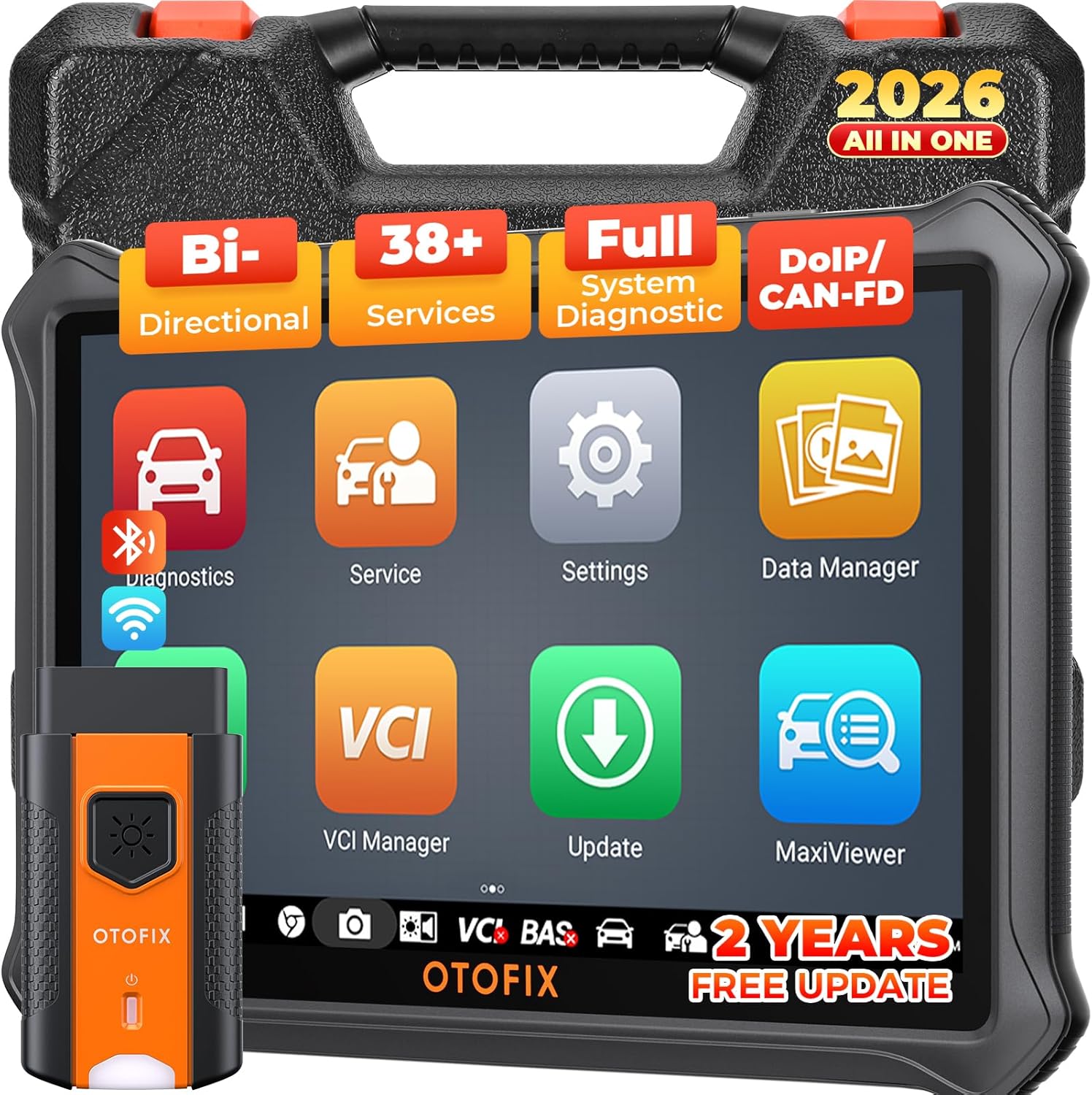 OTOFIX D1 Lite Bidirectional Scan Tool with 2-Year Free Updates, 2026 New All System Automotive Diagnostic Scanner, 38+ Reset Services, FCA AutoAuth, Active Test, CANFD&DOIP, Auto VIN