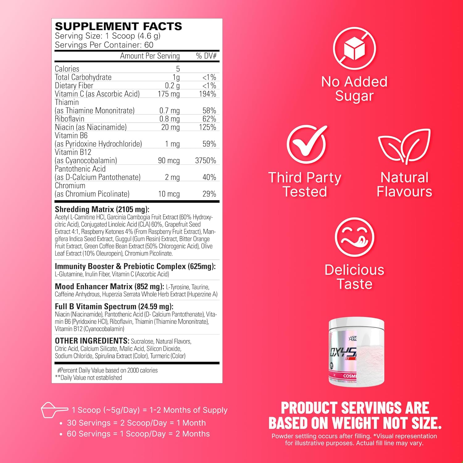 EHP Labs OxyShred Pre Workout Powder - Preworkout Powder with L Glutamine & Acetyl L Carnitine, Energy Boost Drink - Cosmic Blast