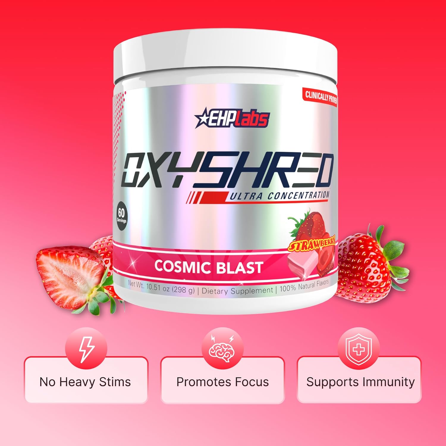 EHP Labs OxyShred Pre Workout Powder - Preworkout Powder with L Glutamine & Acetyl L Carnitine, Energy Boost Drink - Cosmic Blast