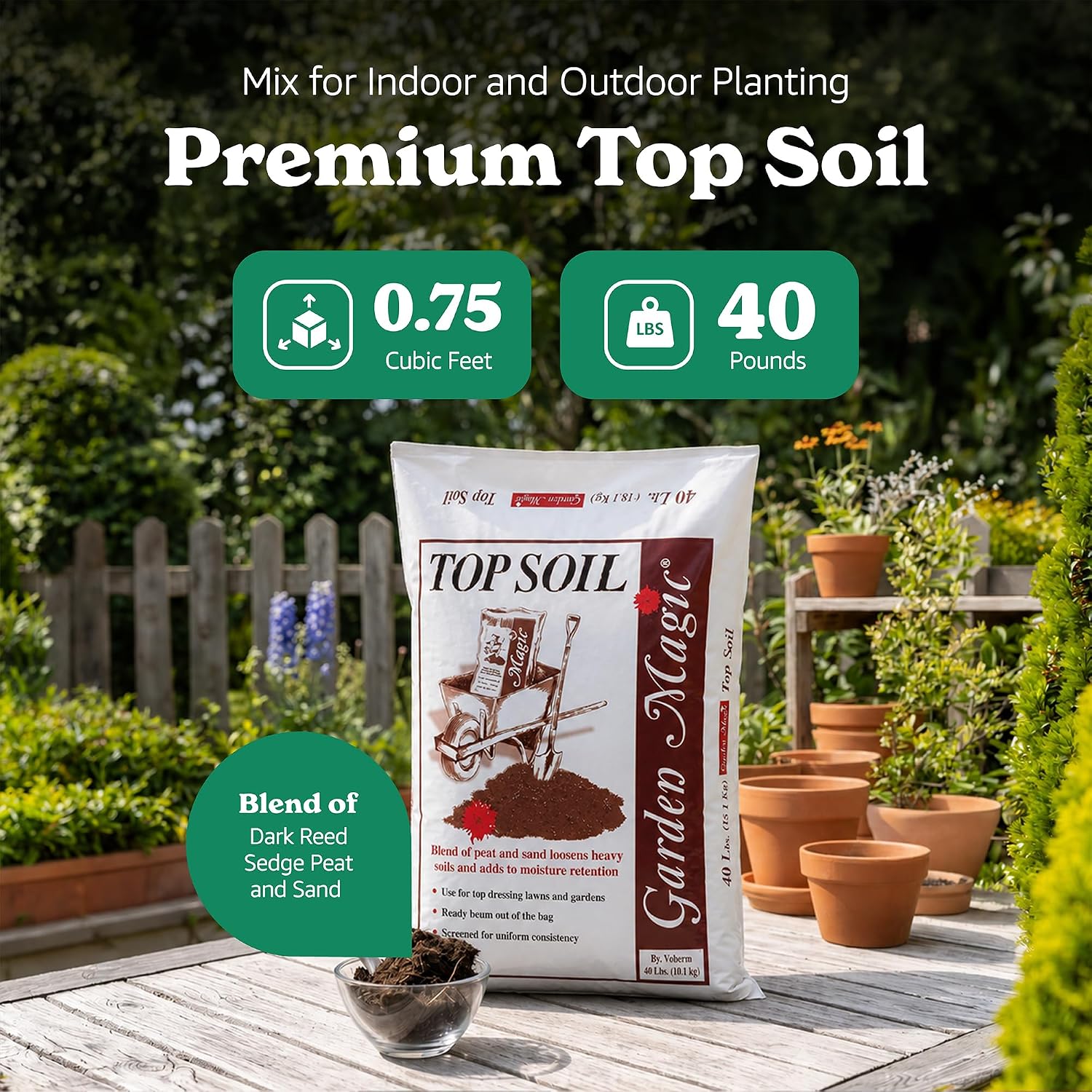Michigan Peat 10 Pack Garden Magic Indoor and Outdoor Organic Planting Potting Topsoil Mix Blend with Moisture Retention, 40-Pound Bag