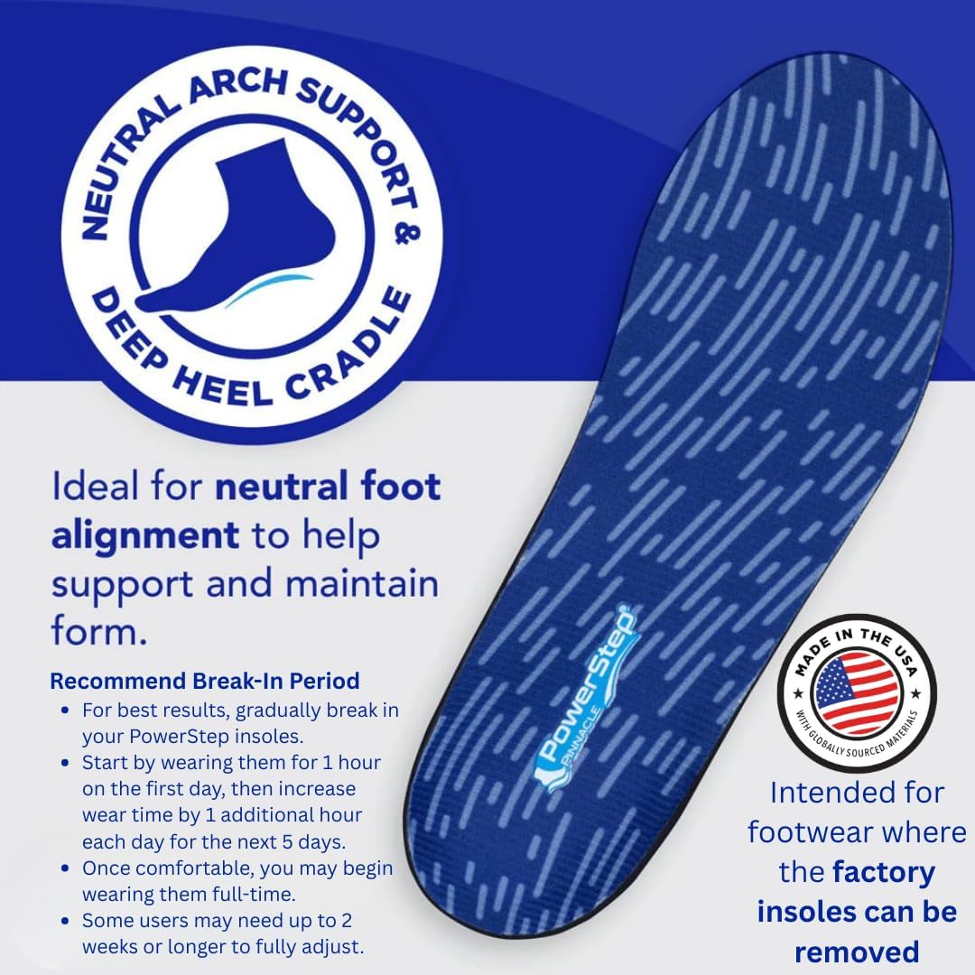 PowerStep Pinnacle Insoles, Plantar Fasciitis Relief (M 12-13)