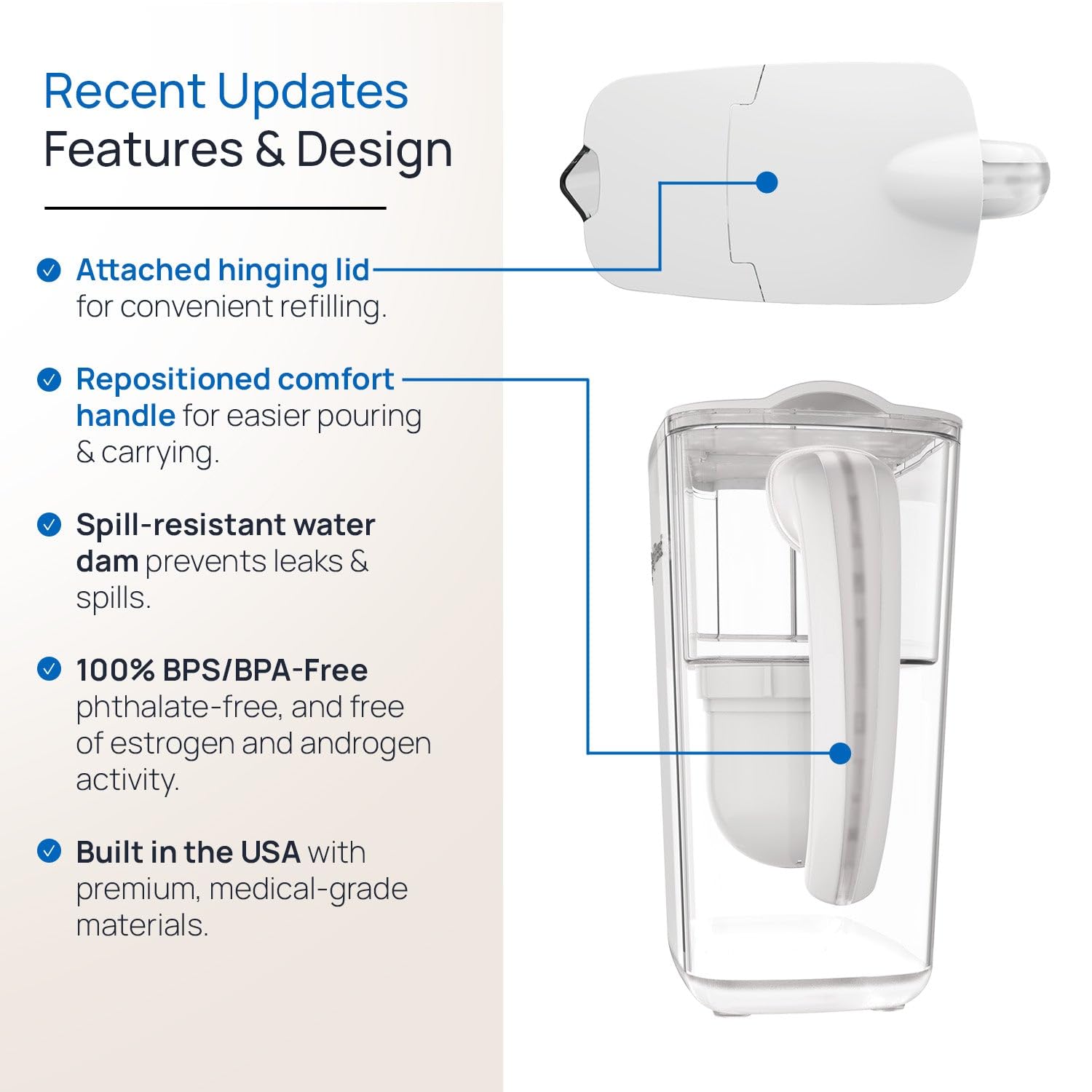 Clearly Filtered Water Filter Pitcher, 10 Cup BPA Free Water Filtration