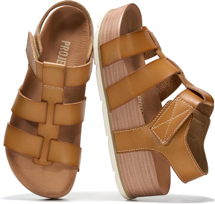 Project Cloud Platform Sandals Women - Comfortable Plush & Soft Insole Ladies Wedges - Non Slip & Lightweight Strap Wedge Sandals for Women 2026 (PHASED SAND 7)