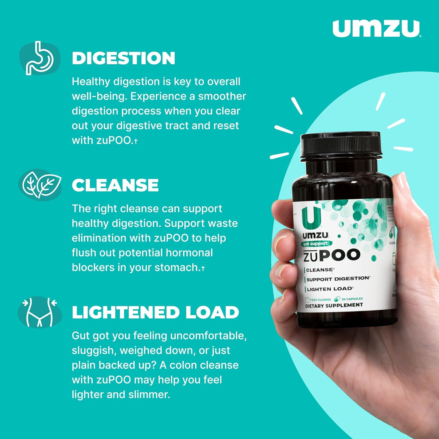 UMZU zuPOO Colon Cleanse Capsules, 30 Capsules