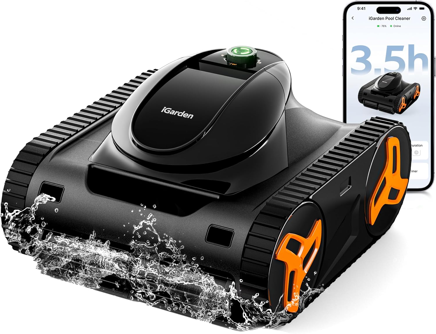 iGarden Robotic Pool Cleaner KN Series, 210-Min Runtime, Smart 3D Navigation, Full-Inverter Energy-Saving Tech, Cleans Floor, Wall & Waterline