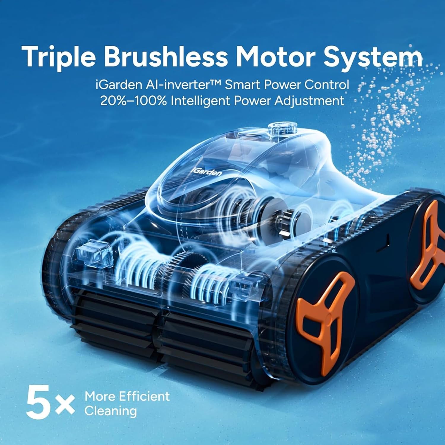 iGarden Robotic Pool Cleaner KN Series, 210-Min Runtime, Smart 3D Navigation, Full-Inverter Energy-Saving Tech, Cleans Floor, Wall & Waterline