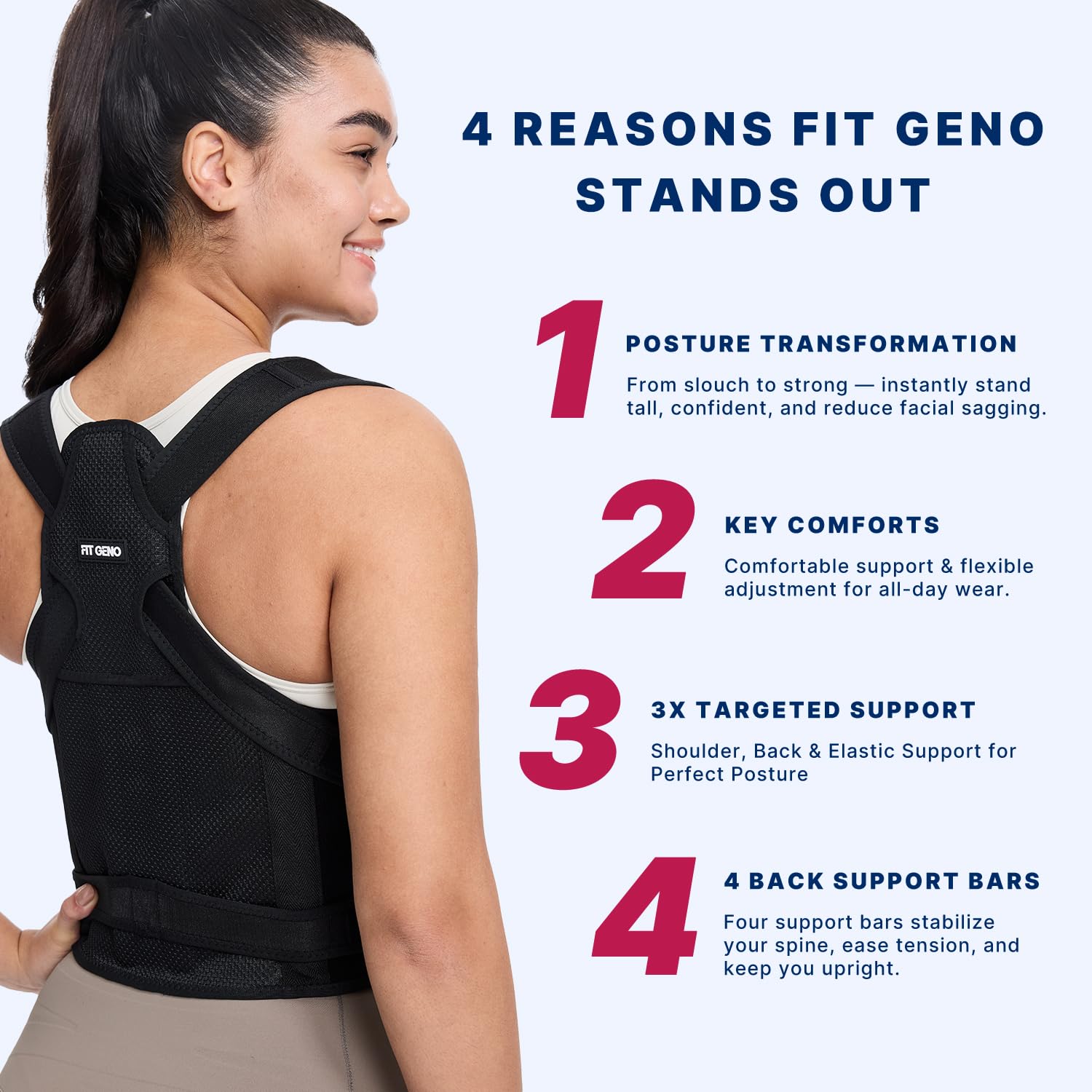 Fit Geno Back Brace Posture Corrector for Women and Men, Shoulder Straightener