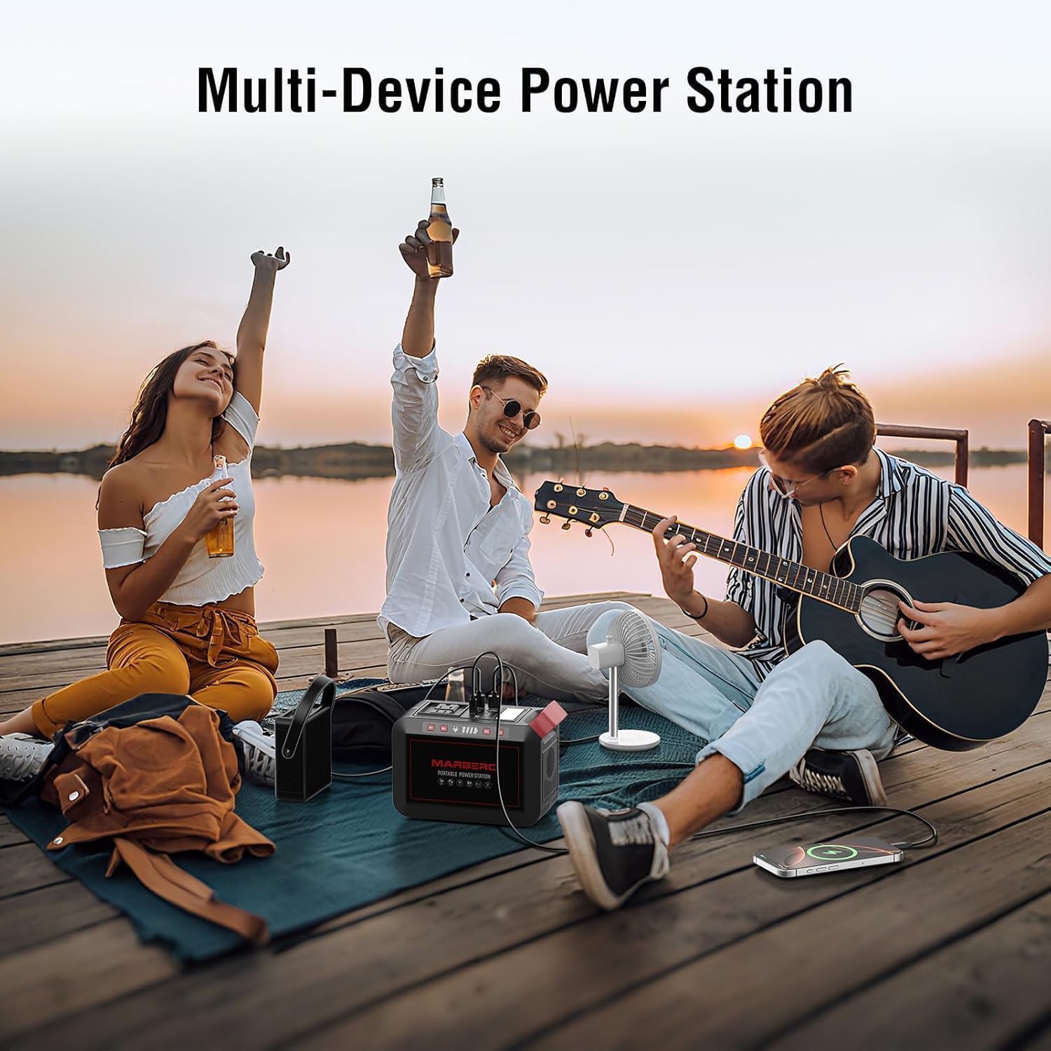 Portable Power Station 300W MARBERO 237Wh Camping Solar Generator Backup Lithium Battery with Pure Sine Wave 110V AC Outlet USB C USB A DC for Outdoors Camping CPAP Home Blackout Emergency