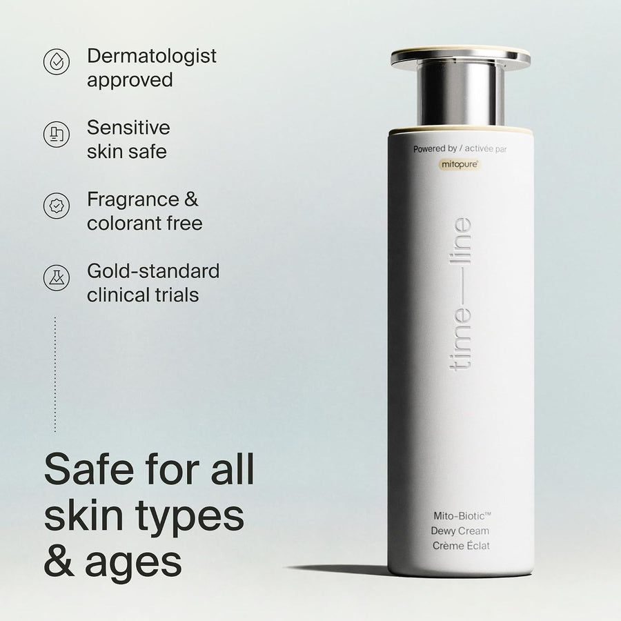 Timeline Mito-Biotic‚Ñ¢ - Dewy Cream Lightweight Moisturizer With Peptides to Hydrate, Plump & Protect Dry Skin - 1.7 Fl Oz