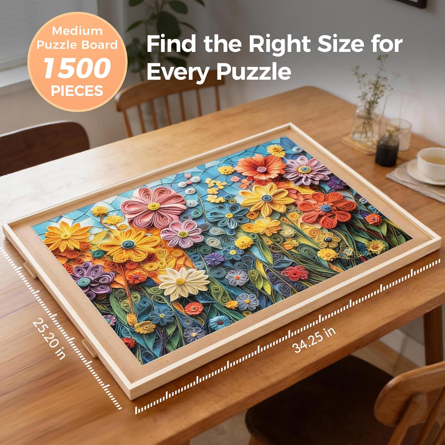 ALL4JIG 1500 Piece Rotating Puzzle Board with 4 Drawer 24.92"x33.58"Portable Wooden Jigsaw Puzzle Table for Adults Lazy Susan Spinning Puzzle Boards Birthday Gift for mom Surface for Lego Building