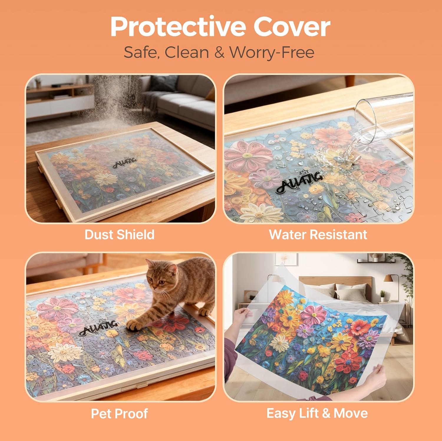 ALL4JIG 2000 Pieces Rotating Puzzle Board with 6 Drawers and Cover,28.50"x40.16"Portable Wooden Jigsaw Puzzle Table for Adults,Lazy Susan Spinning Puzzle Boards Birthday Gift for mom