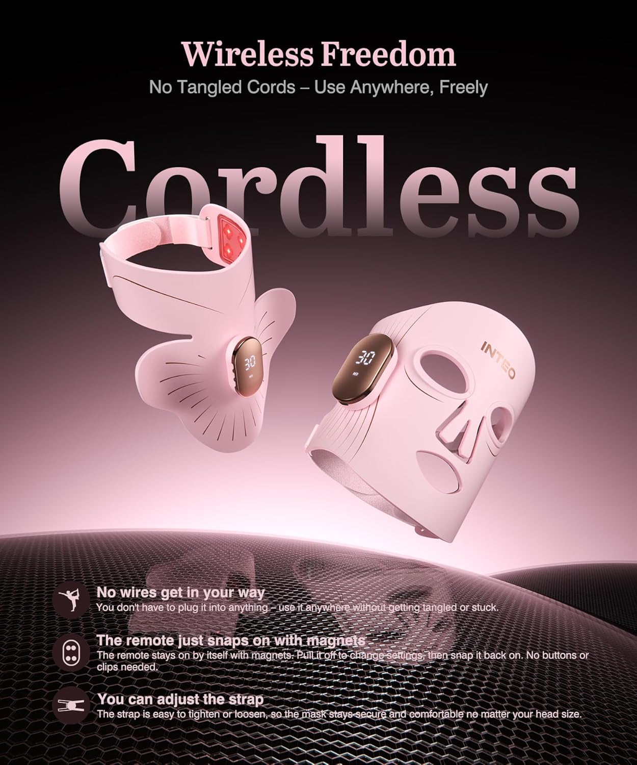 Red Light Therapy Mask for Face & Neck, 850nm NIR & 660nm Red LED, 4 Modes