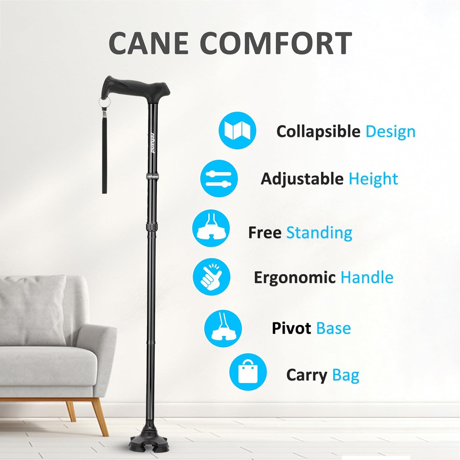 REHAND Walking Cane for Men & Women