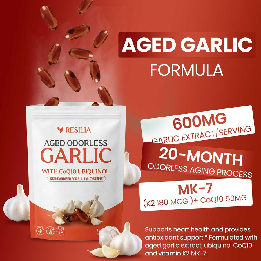 Resilia Odorless Aged Garlic Extract Softgels