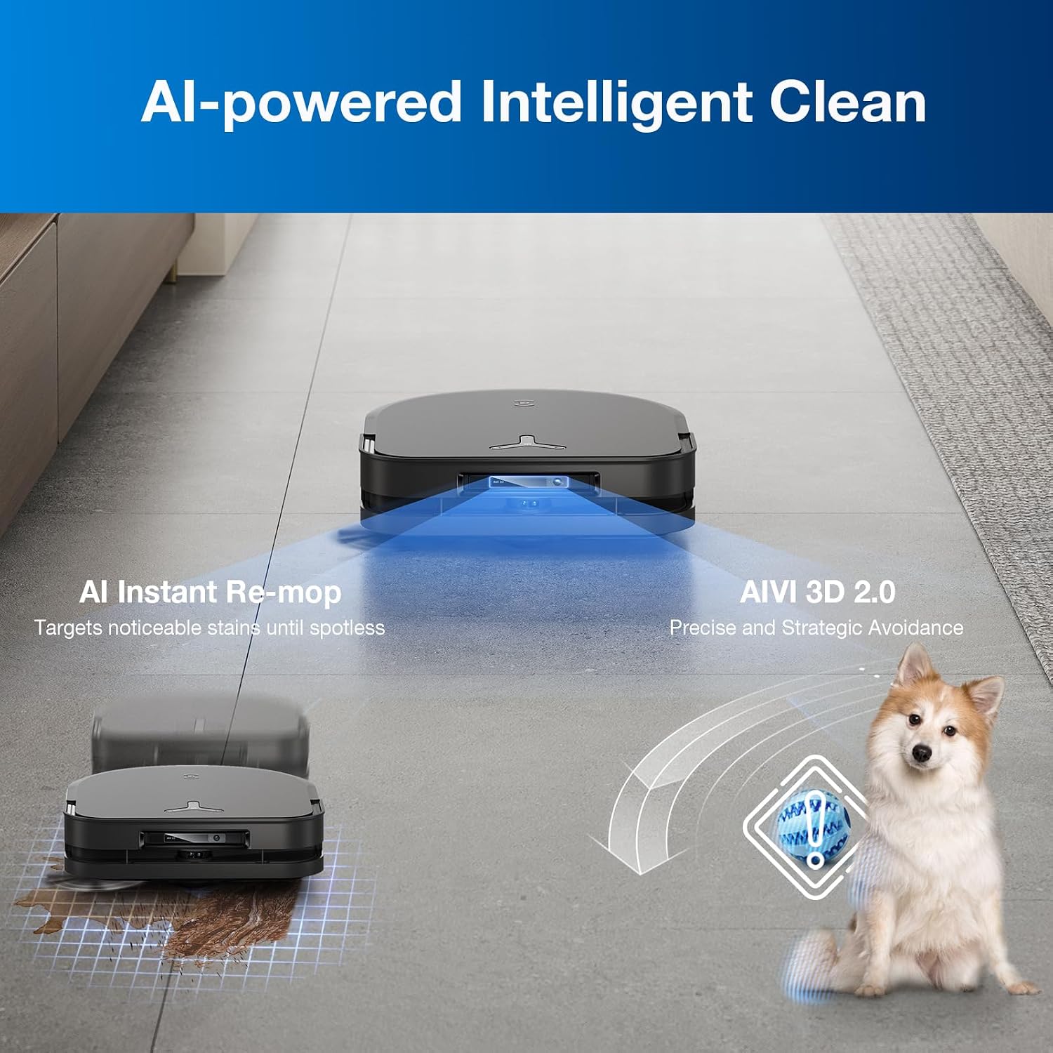 ECOVACS Robot Vacuum Cleaner DEEBOT X5 PRO Omni with All-in-one Station, 12.800Pa, ZeroTangle, TruEdge Adaptive Edge Mopping, 150℉ Hot Water Mop Washing, AINA 2.0 Intelligent Navigation, Black 4