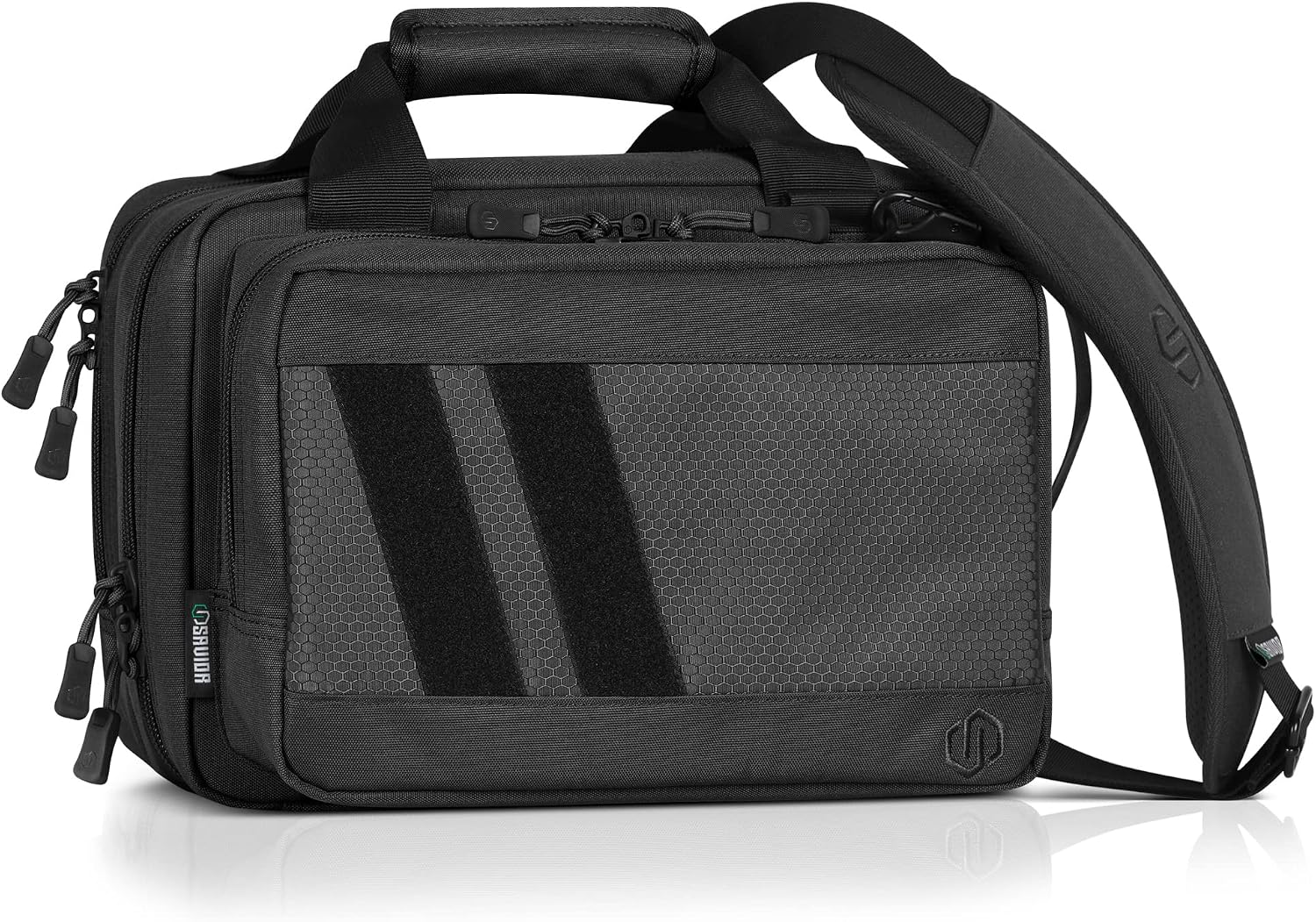 Savior Equipment Specialist Series Mini Range Bag Tactical Dual Pistol Handgun Revolver Bag Gun Carrying Case, X-Large Compartments w/Lockable Zippers, Deluxe Padded Shoulder Strap Included