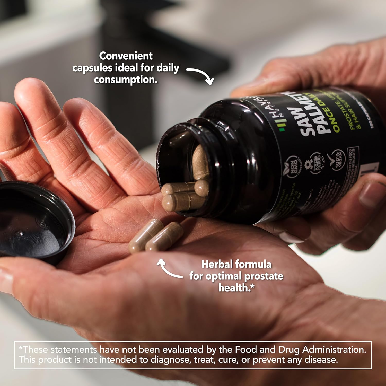 Saw Palmetto for Men Prostate Health Supplement to Promote Urinary Tract Function - 500mg Per Serving - 200 Count - DHT Blocker Hair Vitamin - Vegan Non-GMO Capsules Over 6 Month Supply