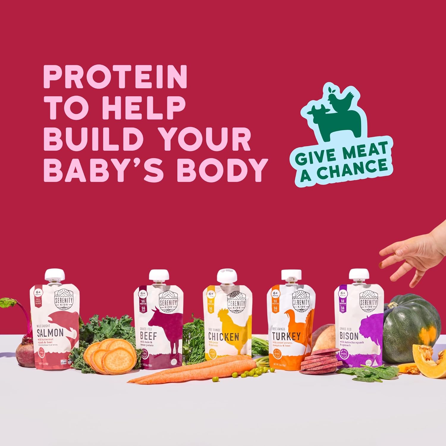 Serenity Kids 6+ Months Meat Baby Food Pouches - Nutrient-Packed & No Added Sugar Baby Essentials - 5g Protein Toddler Food Pouch - 18 Count 3.5 Oz