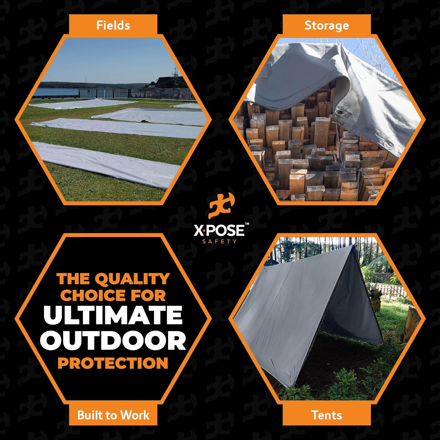 Heavy Duty Silver Poly Tarp 50' X 50' - Multipurpose Protective Cover - Durable Waterproof Weather Proof Rip and Tear Resistant - Extra Thick 12 Mil Polyethylene - by Xpose Safety