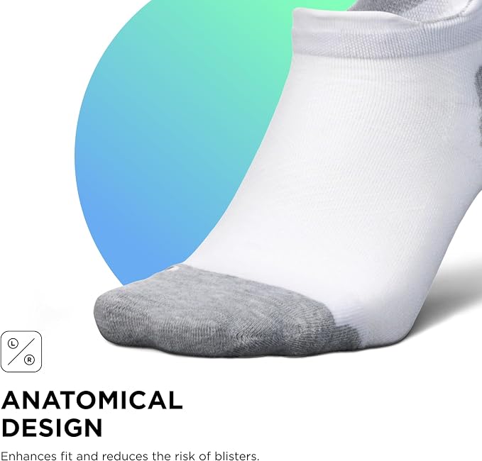 Feetures Elite Max Cushion No Show Tab - Running Socks for Men & Women Athletic Compression Socks Moisture Wicking- New White M (3 Pair)