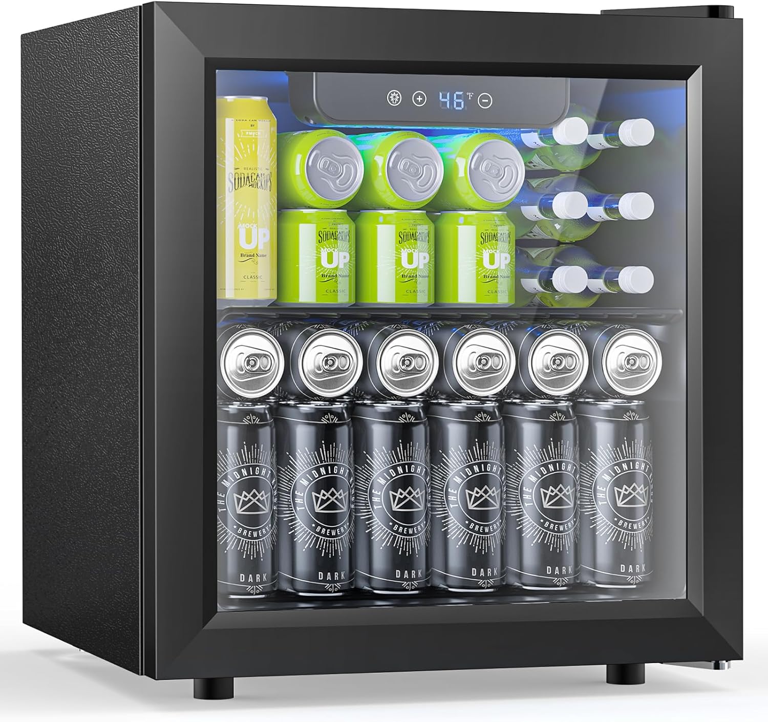 Electactic 2.6 Cu.ft Beverage Refrigerator Cooler 95 Can Mini Fridge Glass Door with Adjustable Shelves Digital Temperature Display Freestanding Small Drink Fridge for Home Office or Bar(Black)