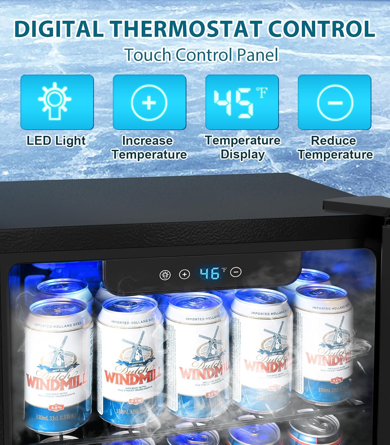 Electactic 2.6 Cu.ft Beverage Refrigerator Cooler 95 Can Mini Fridge Glass Door with Adjustable Shelves Digital Temperature Display Freestanding Small Drink Fridge for Home Office or Bar(Black)