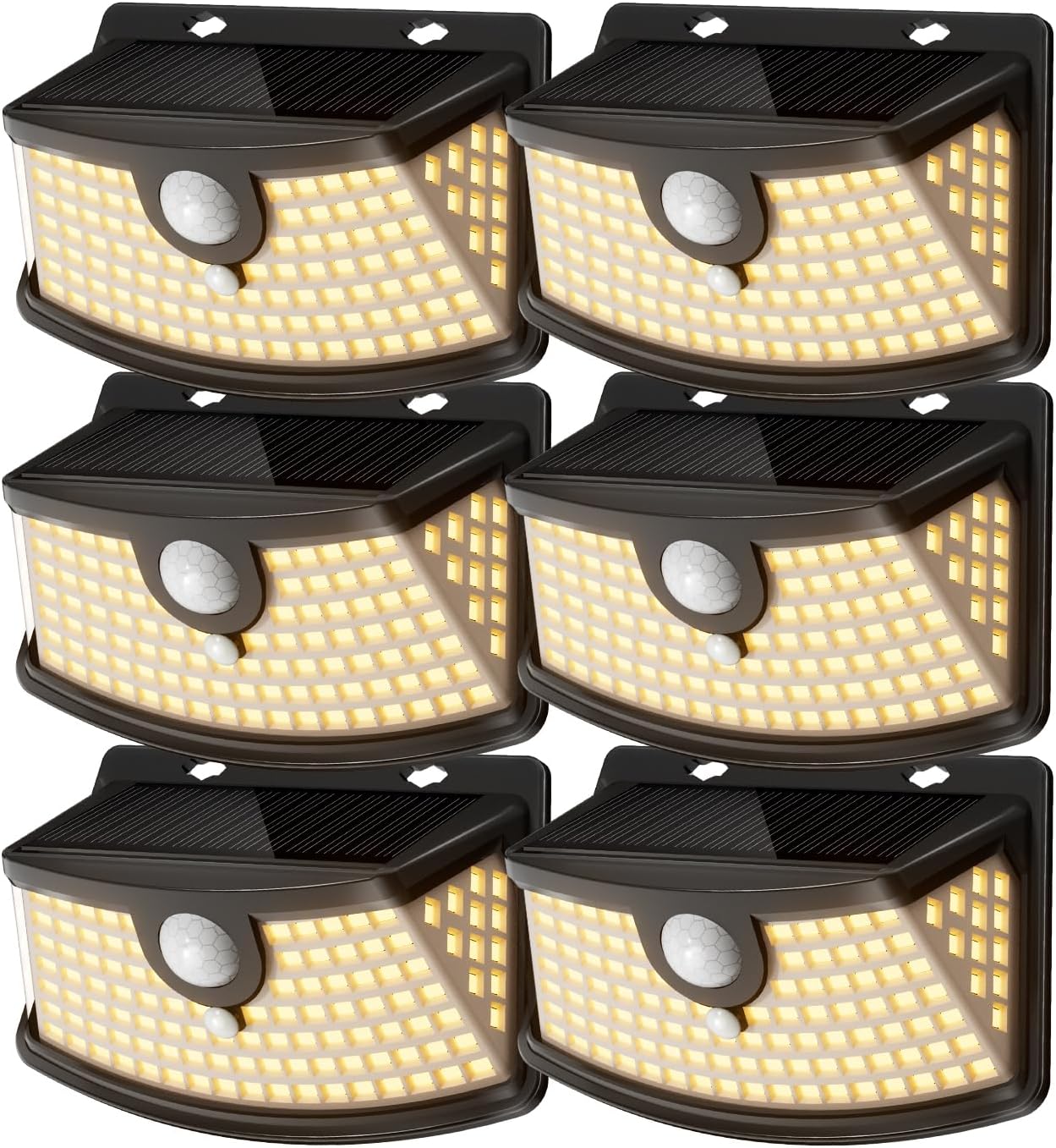 Aootek New Solar Motion Sensor Lights 120 LEDs with Lights Reflector 270¬∞ Wide Angle IP65 Waterproof Step Lights for Front Door Yard Garage Deck (Black Warm White 6-Pack)