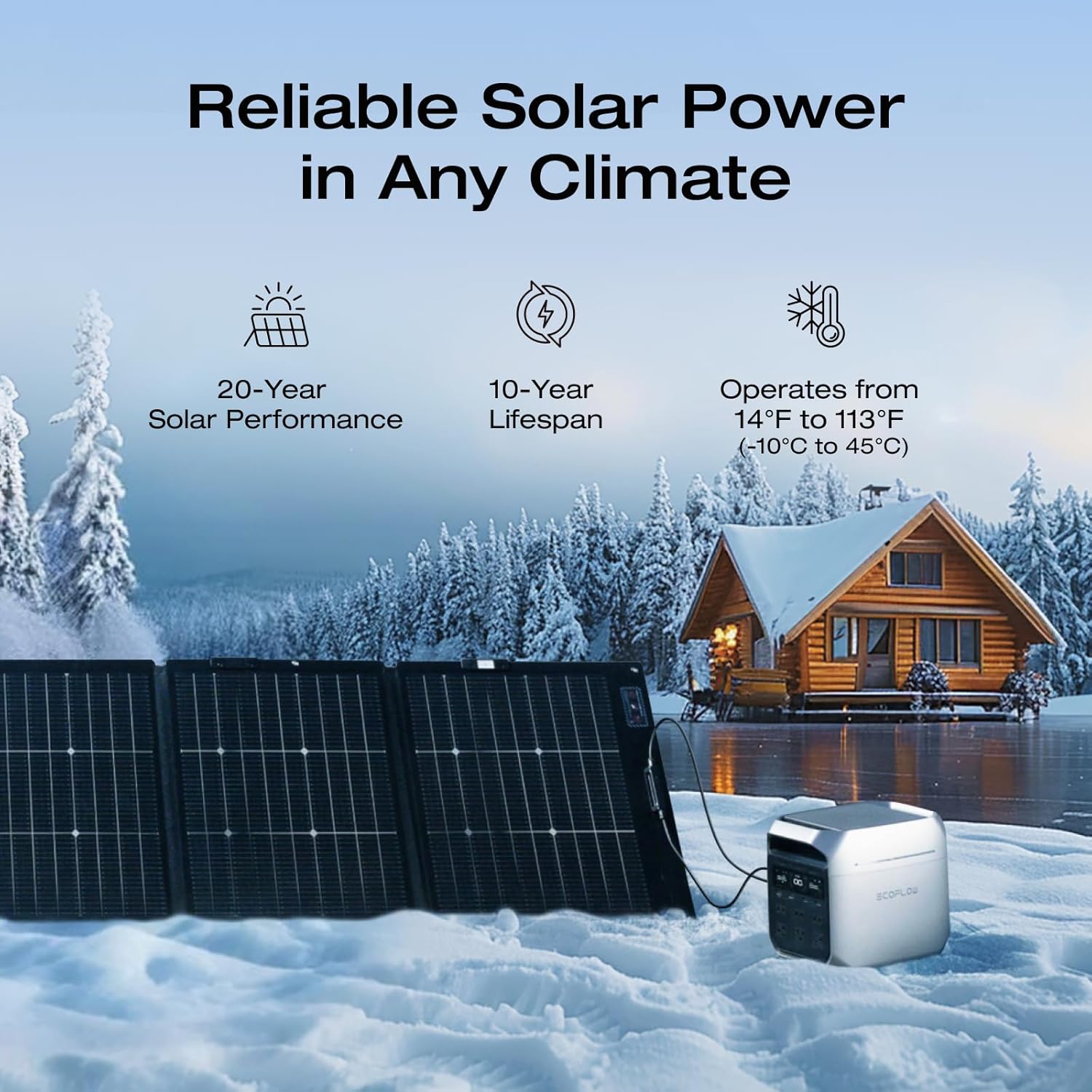 EF ECOFLOW Solar Generator DELTA 3 Plus with 220W Bifacial Solar Panel, 1000W Solar Input, LFP(LiFePO4) Battery