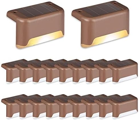 SOLPEX 20 Pack Solar Deck Lights Outdoor Waterproof Led Lights for Outdoor Stairs Step Fence Yard Patio and Pathway(Warm White)