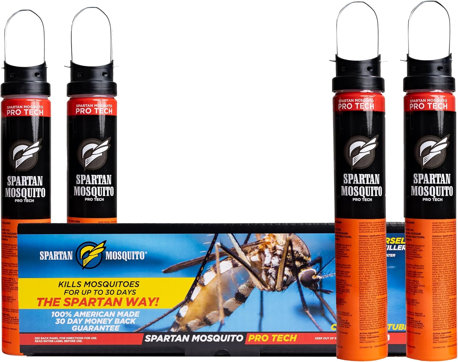 Spartan Mosquito Pro Tech - 1 Acre Pack 4 Tubes | Outdoor Mosquito Repellent for Yard Patio & Home | Natural Insect Killer & Bug Control Barrier