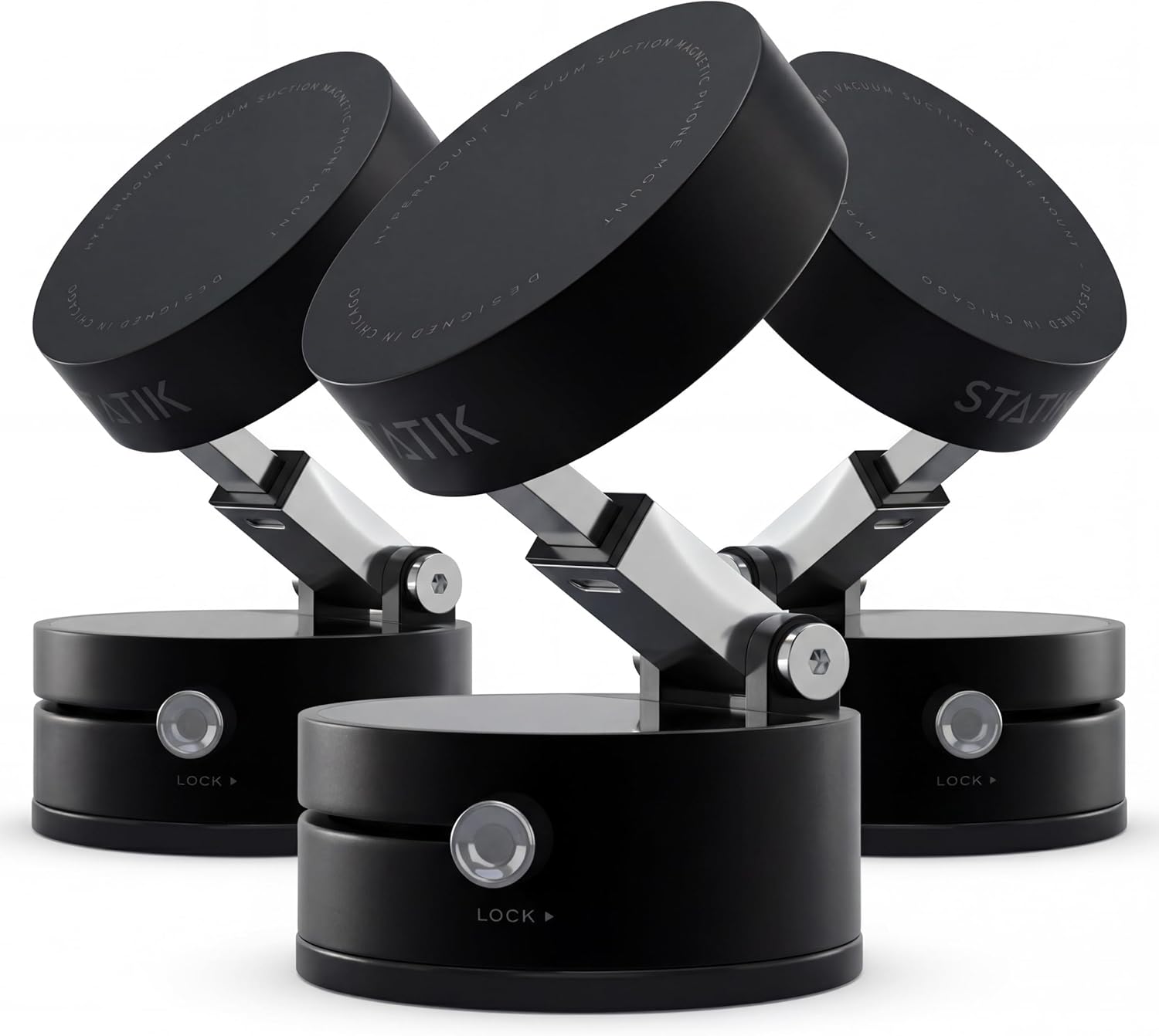 Statik HyperMount (Gen 2) Phone Mount Magnetic Phone Holder Car Mount for Phone Works on Smooth & Lightly Textured Surfaces iPhone Samsung and Android Compatible 3 Pack