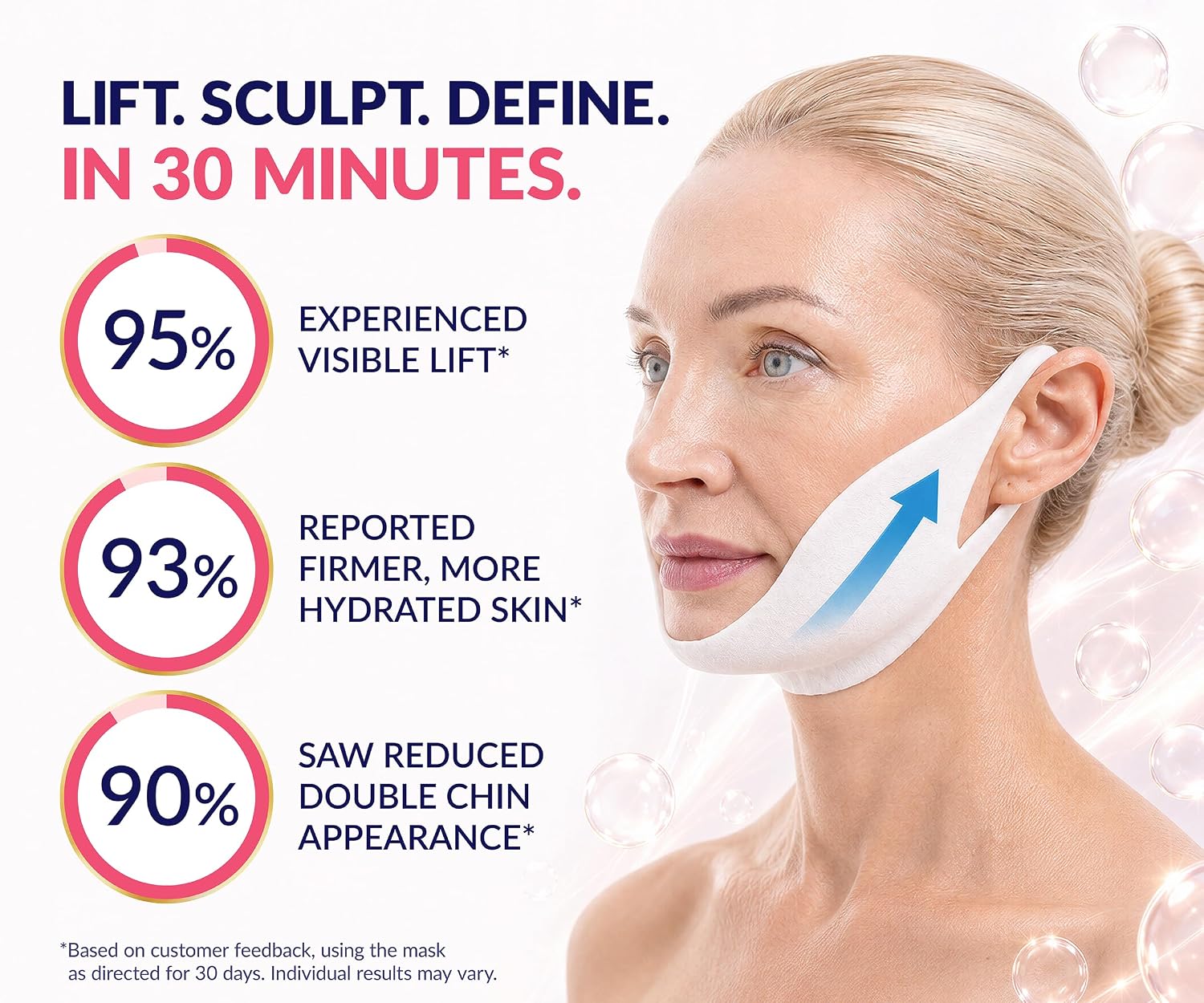 Stylia V Line Lifting Collagen Mask - Lift Firm & Contour Jawline - Tightening Double Chin Strap with Hyaluronic Acid & Aloe - Neck Tightening and Lifting Mask - Jawline Shaper Face Lift Tape (10PC)