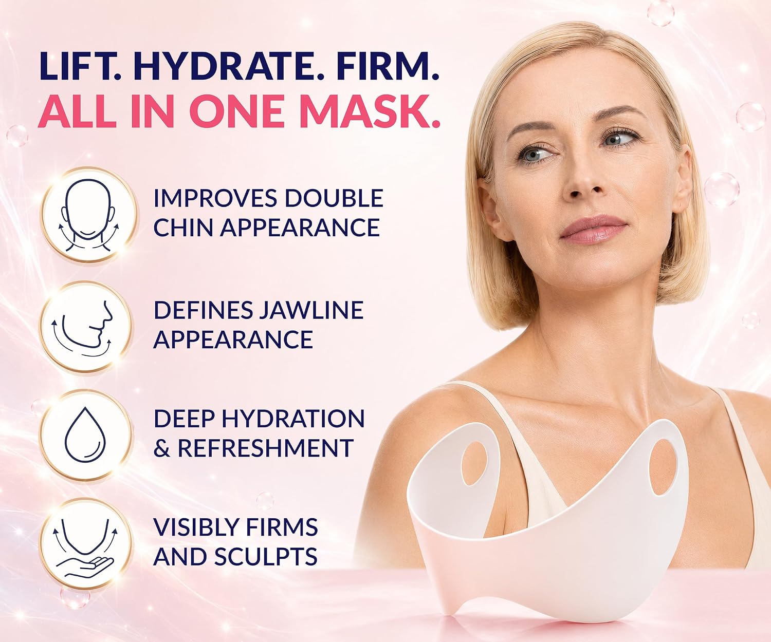 Stylia V Line Lifting Collagen Mask - Lift Firm & Contour Jawline - Tightening Double Chin Strap with Hyaluronic Acid & Aloe - Neck Tightening and Lifting Mask - Jawline Shaper Face Lift Tape (10PC)