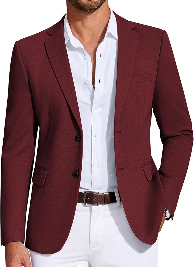 COOFANDY Men‚Äôs Casual Blazer Jacket Slim Fit Sport Coat Fashion Suit Blazer Wine Red M