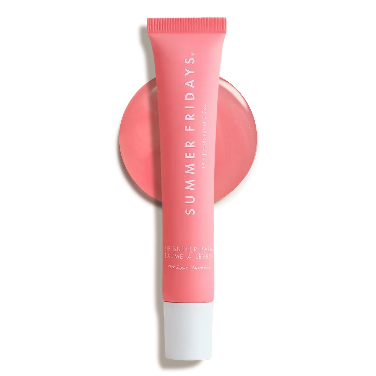 Summer Fridays Tinted Lip Butter Balm - Conditioning Vegan Lip Balm for Instant Moisture Shine & Hydration - Sheer-Tinted Soothing Skincare - Pink Sugar (.5 Oz)