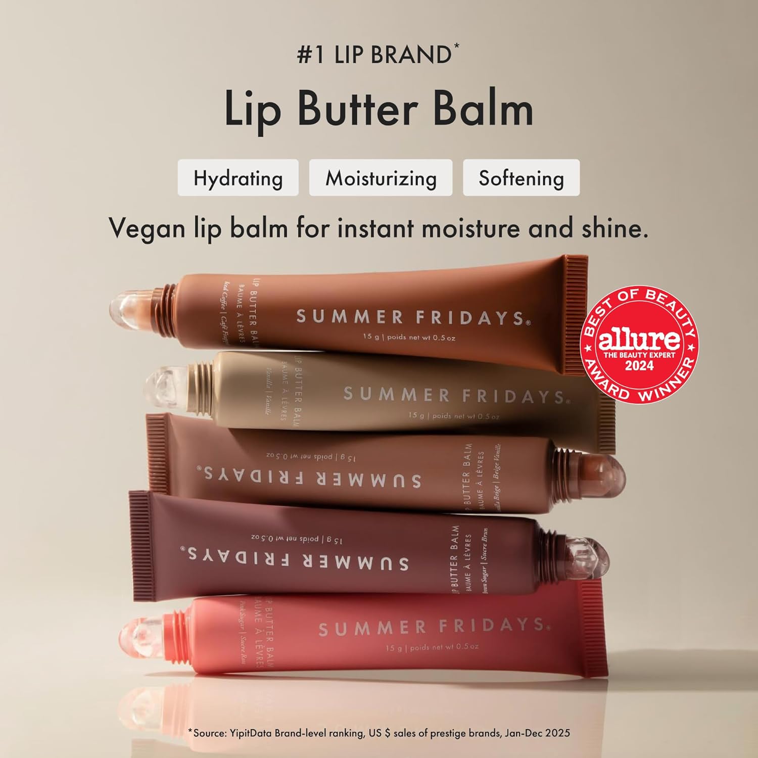 Summer Fridays Tinted Lip Butter Balm - Conditioning Vegan Lip Balm for Instant Moisture Shine & Hydration - Sheer-Tinted Soothing Skincare - Pink Sugar (.5 Oz)