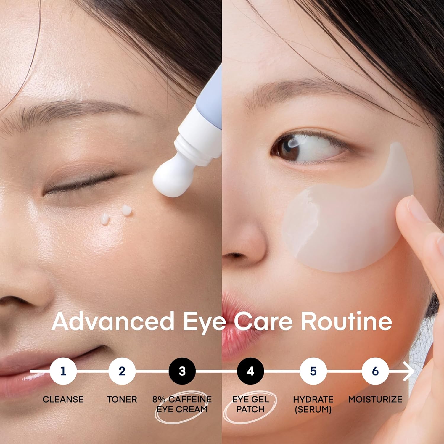 TEREZ & HONOR Under Eye Patches for Dark Circles with 8% Caffeine Eye Cream - Eye Care 2 Step Kit Dermatologist Tested Korean Skincare Formula 60 Pcs + 20mL