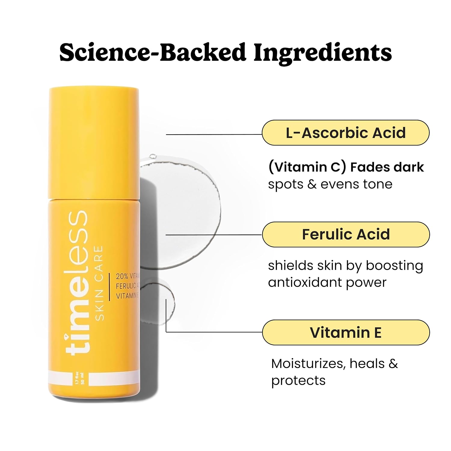 Timeless 20% Vitamin C + E Ferulic Acid Serum, Antioxidant, 1.7 fl oz