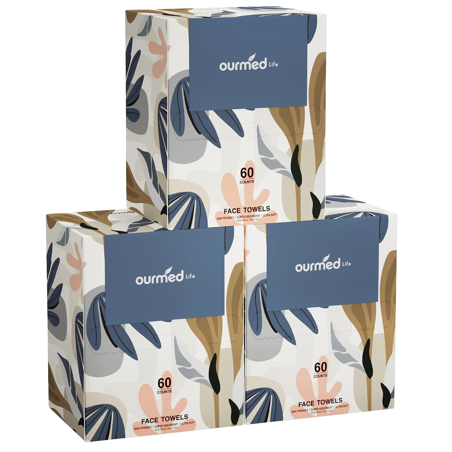 Ourmed Life Face Towels Disposable Biodegradable Facial Towels for Sensitive Skin Lint- free Facial Wipes for Washing Face Skincare and Makeup Remover Dry Wipes 10"√ó7.9" Extra Large 180 Count